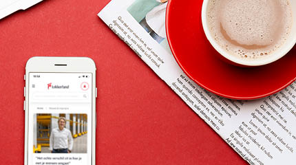 Telefoon homepage Lekkerland.nl met krant