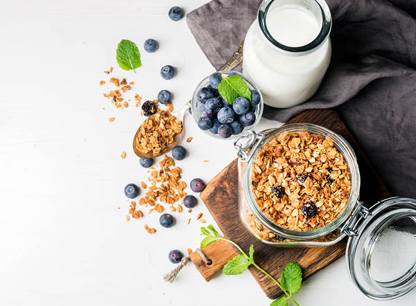 Havermout in een glazen pot