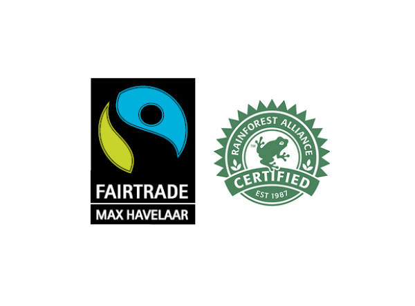 logo's Rainforest Alliance en Fairtrade