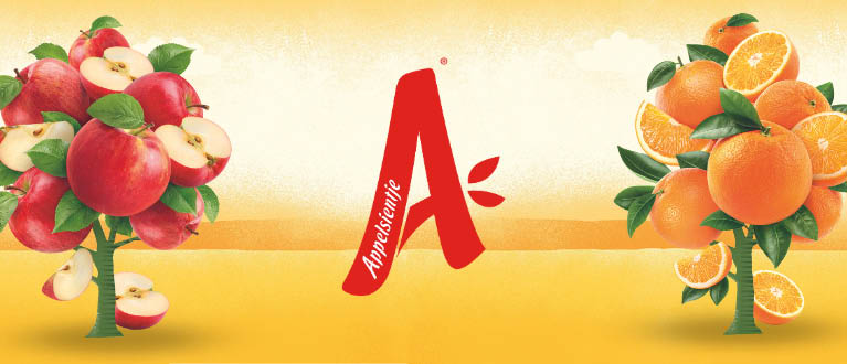Appelsientje logo met appels en sinaasappels