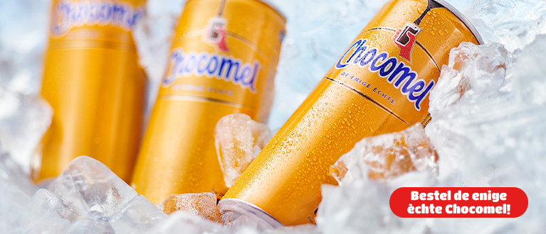 Chocomel blikjes in ijs