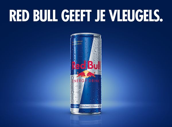 Blikje redbull met slogan
