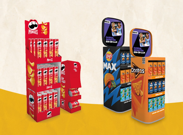 Promotiedisplays Pringles, Lay's Max en Doritos