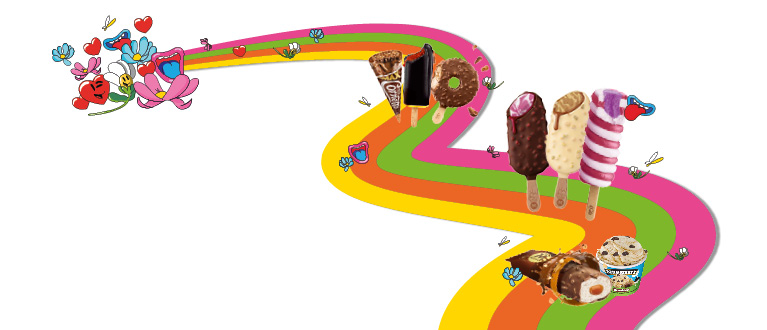 Regenboog met alle nieuwe ijsjes